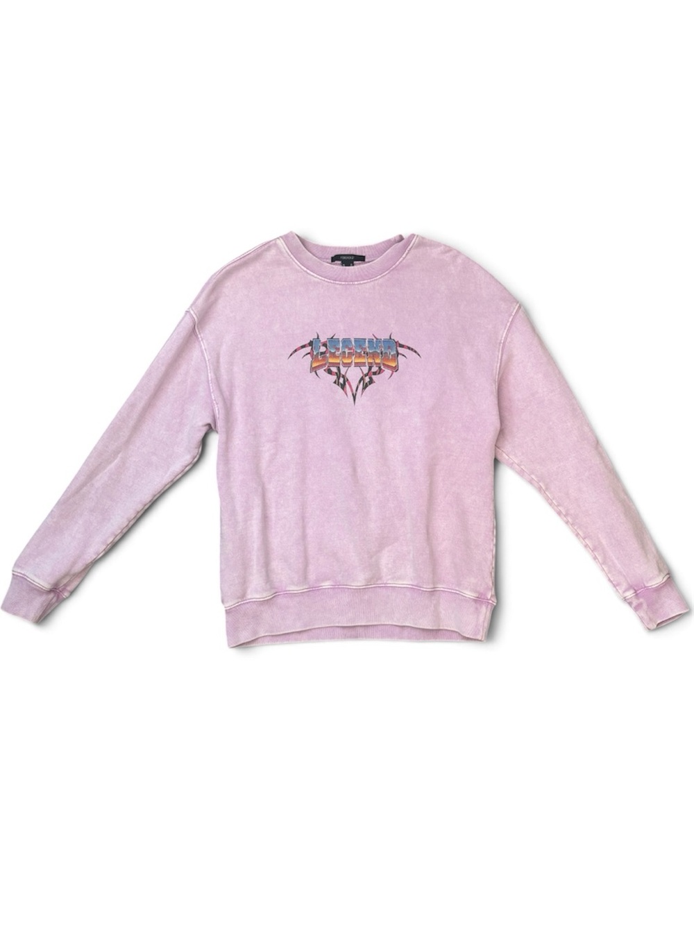 Forever 21 Oversized Purple Acid Wash “Legend” Crewneck — XS
